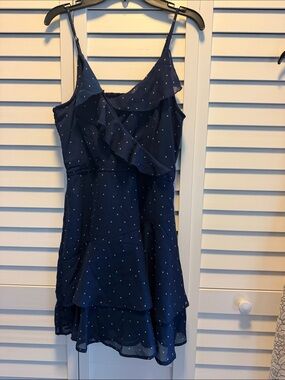 Japna Navy Mini Dress/Romper with White Polka Dots